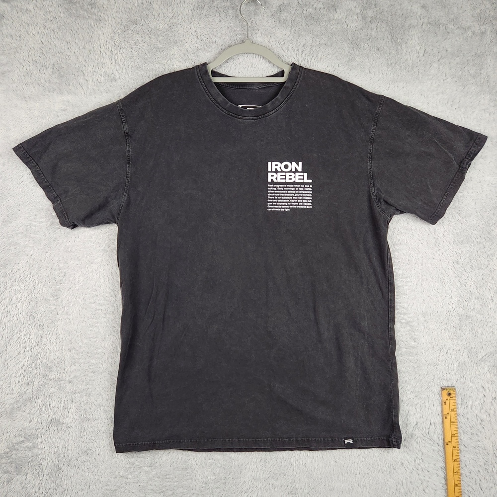 Iron Rebel Shirt Mens XL Gray Earned In The Shadows Motivational Gym Graphic